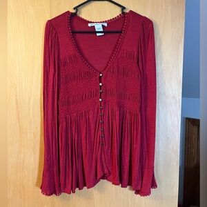 red long sleeve shirt